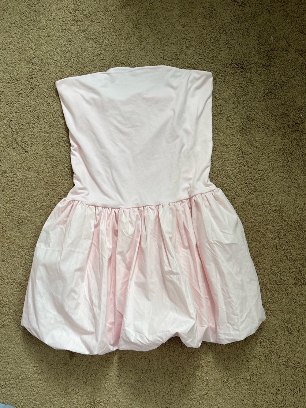 Light Pink Bubble Skirt Puff Mini Dress